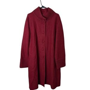 J.Jill NWT Scarlet Wool Alpaca Coat  XL Ribbed Collar Button Front Classic